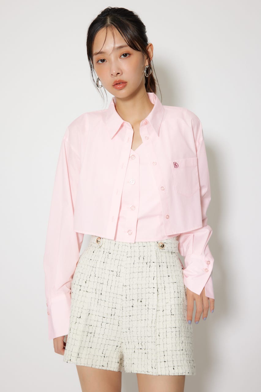 バックリボンレイヤードシャツ PNK M