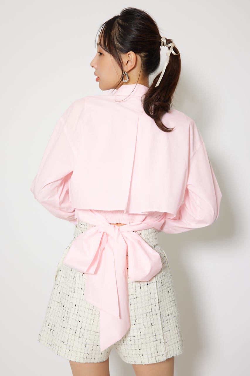 バックリボンレイヤードシャツ PNK M