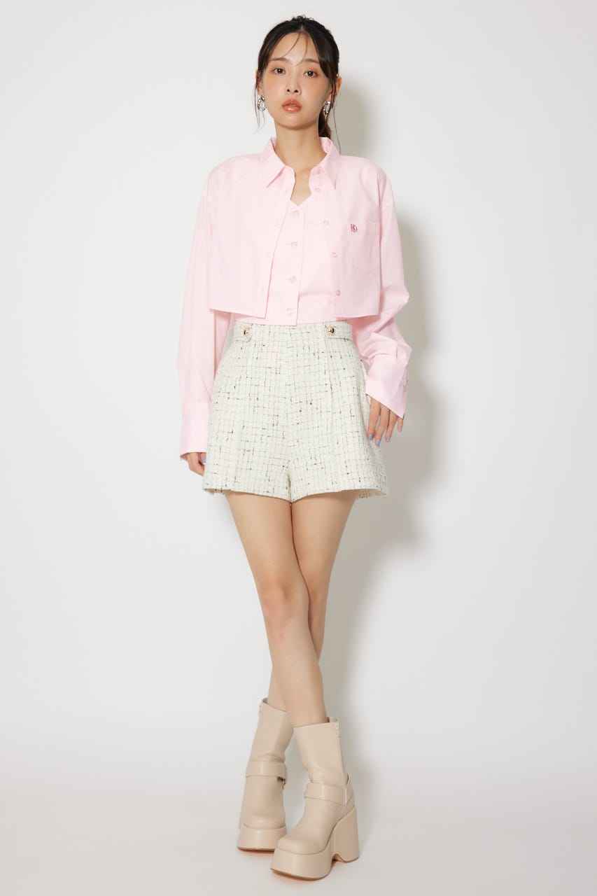 バックリボンレイヤードシャツ PNK M