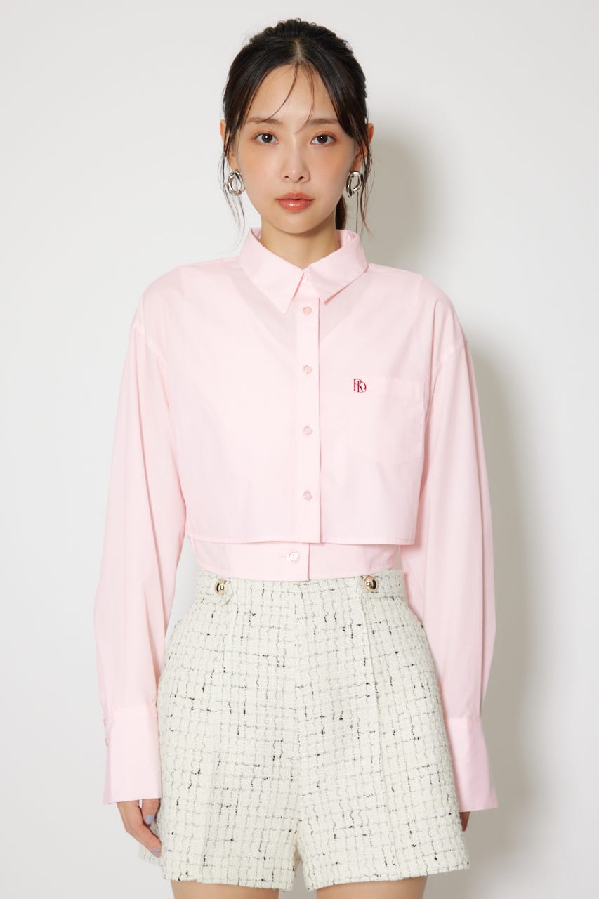 バックリボンレイヤードシャツ PNK M