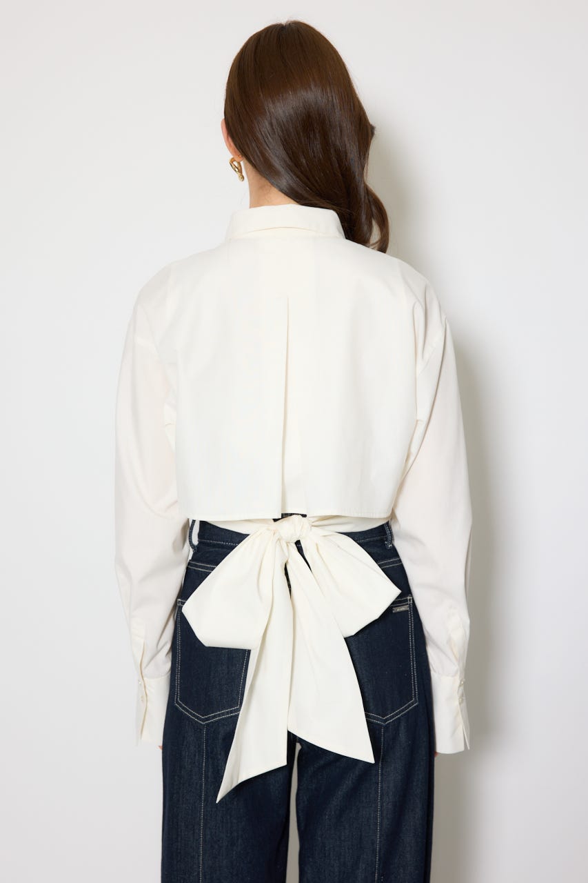 バックリボンレイヤードシャツ WHT M