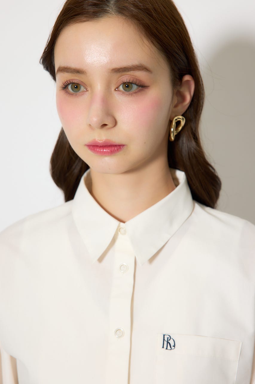 バックリボンレイヤードシャツ WHT M