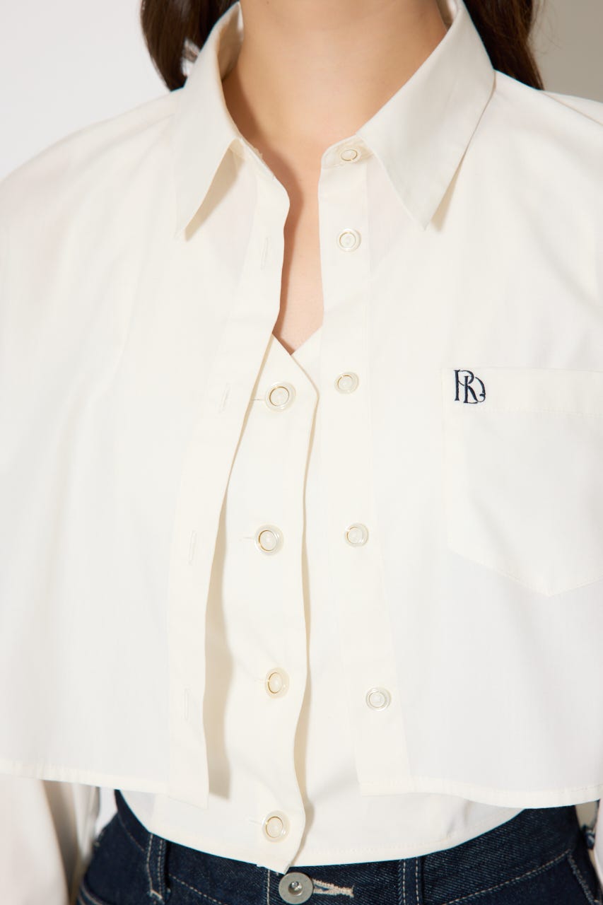 バックリボンレイヤードシャツ WHT M