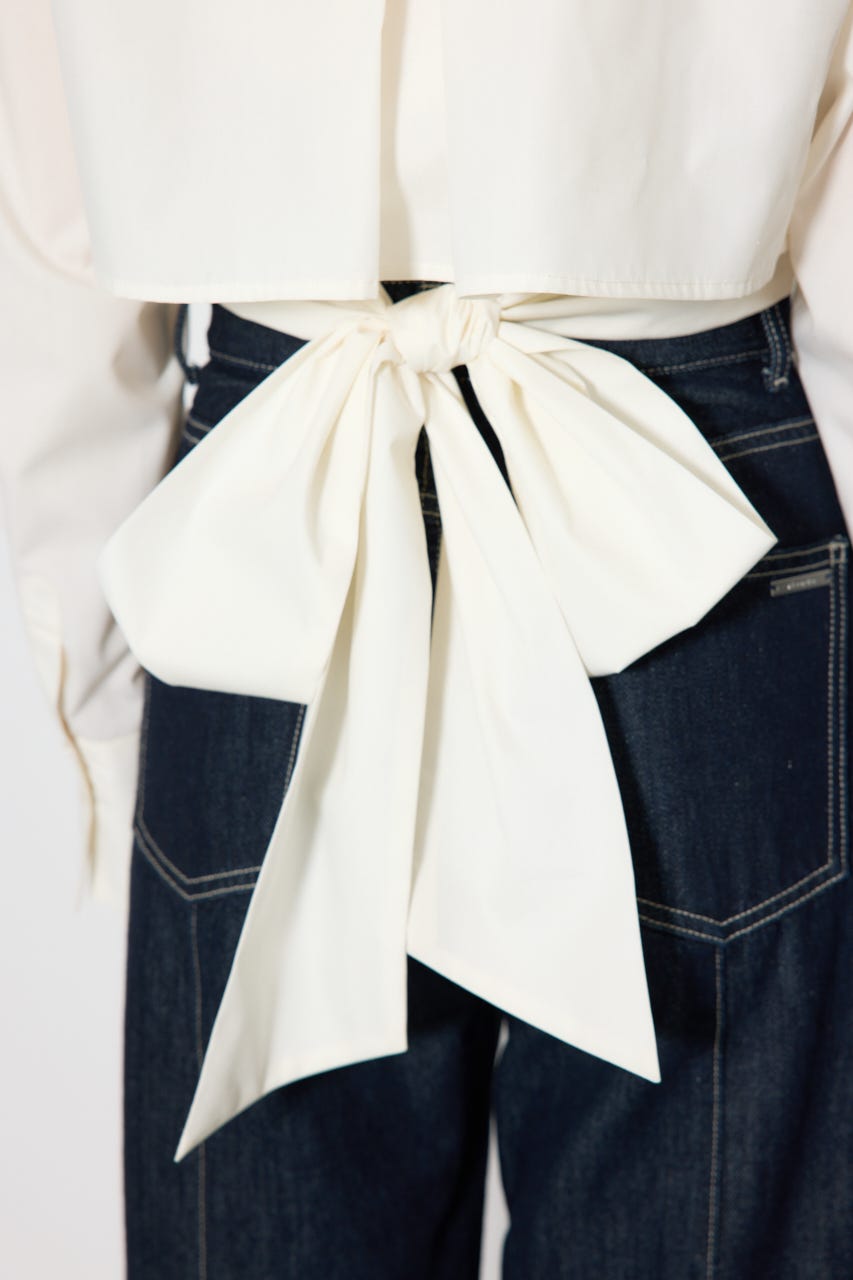 バックリボンレイヤードシャツ WHT M