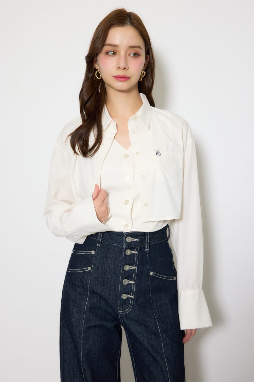 バックリボンレイヤードシャツ WHT M