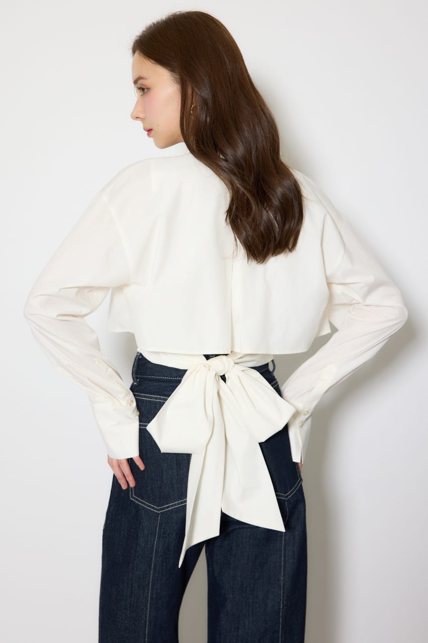 バックリボンレイヤードシャツ WHT M