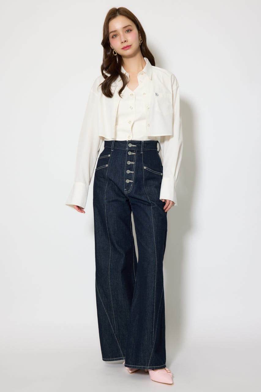 バックリボンレイヤードシャツ WHT M