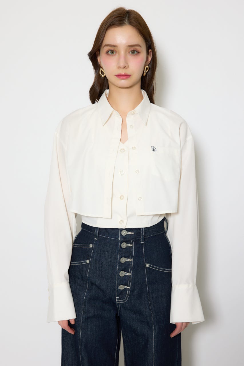 バックリボンレイヤードシャツ WHT M