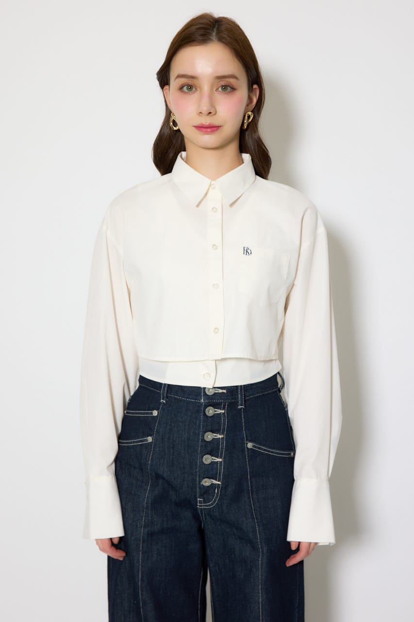 バックリボンレイヤードシャツ WHT M