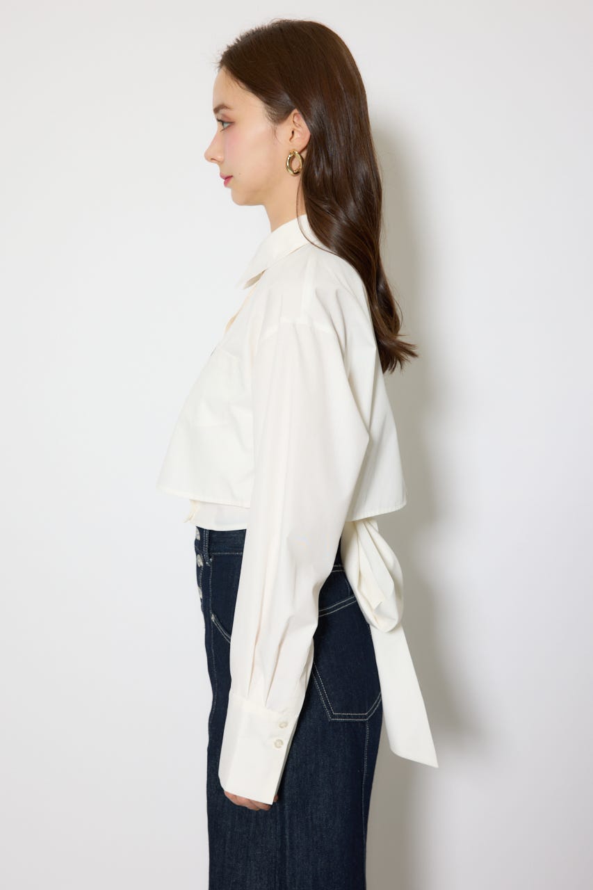 バックリボンレイヤードシャツ WHT M