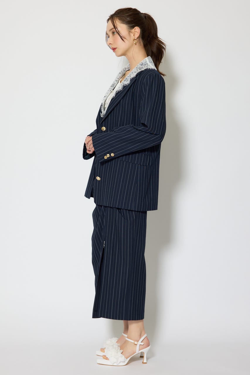 レースディティール2WAYテーラードジャケット 柄NVY S