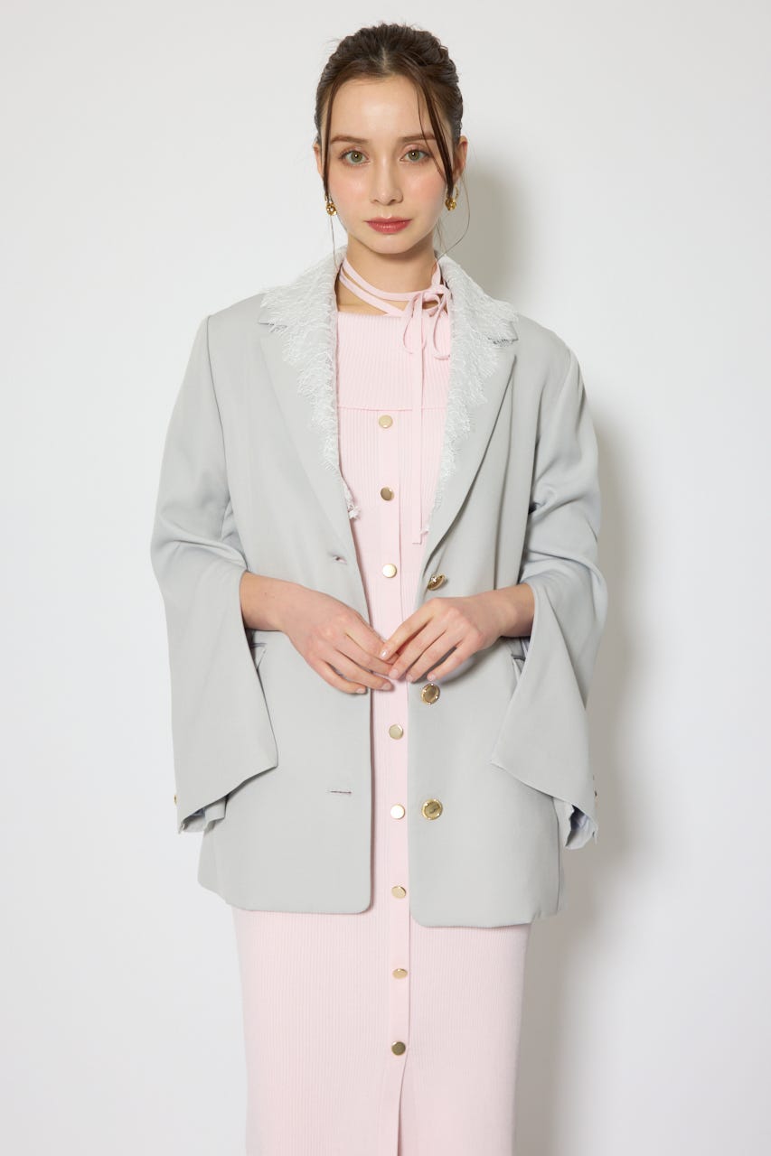 レースディティール2WAYテーラードジャケット L/C.GRY S