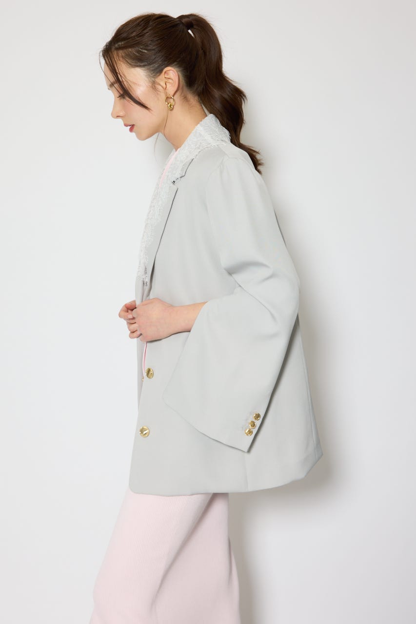 レースディティール2WAYテーラードジャケット L/C.GRY S