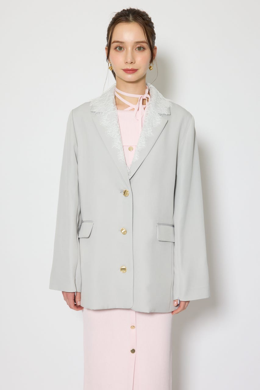 レースディティール2WAYテーラードジャケット L/C.GRY S