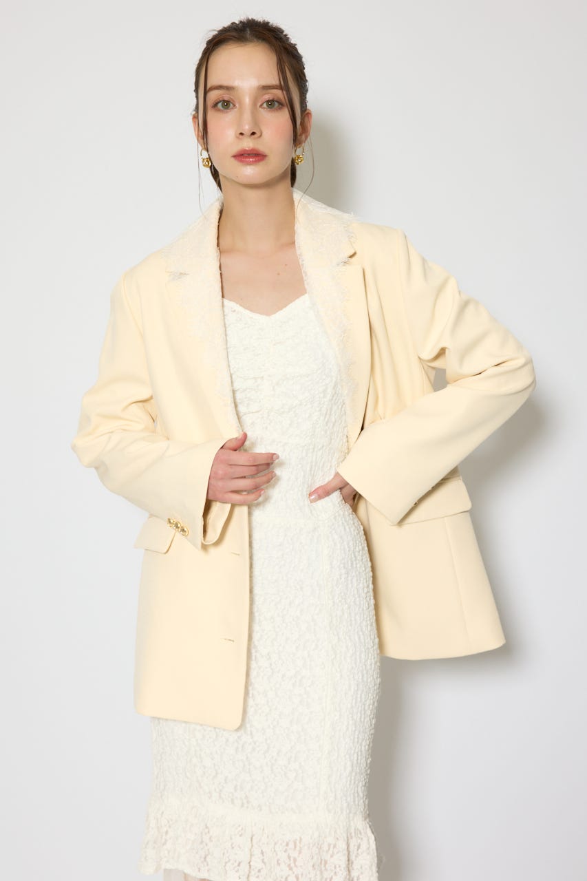 レースディティール2WAYテーラードジャケット L/YEL M