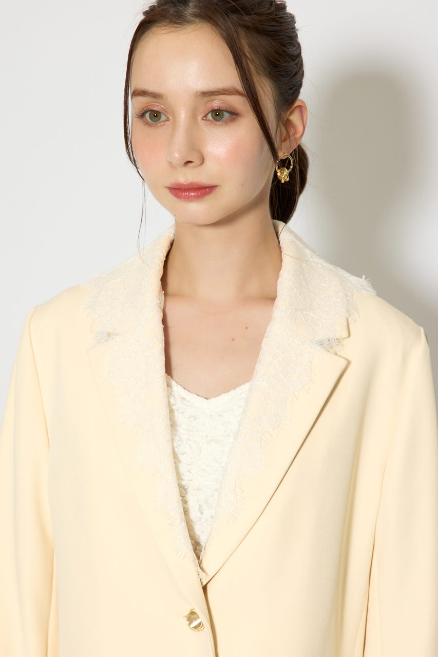 レースディティール2WAYテーラードジャケット L/YEL M