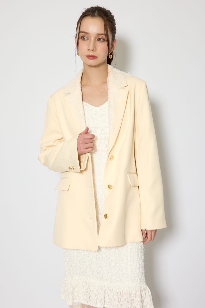 レースディティール2WAYテーラードジャケット L/YEL M