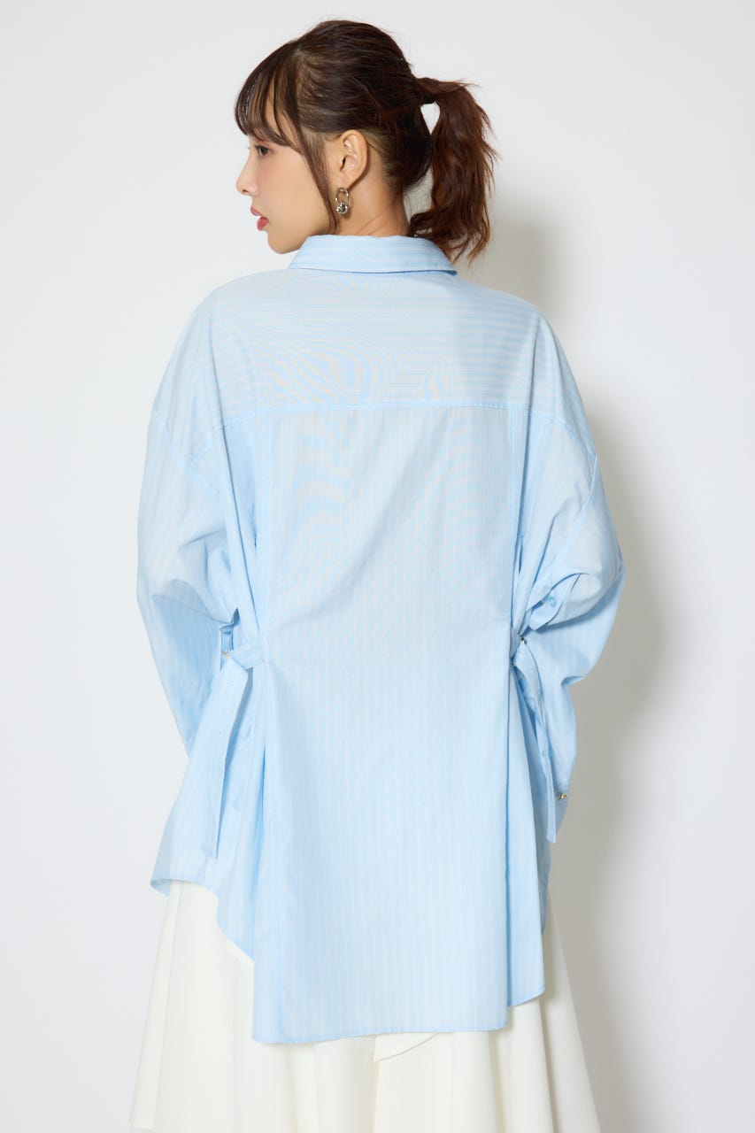【1/25(日)23:59までSS先行予約会対象アイテム】ベルトディティールビッグシャツ 柄BLU FREE