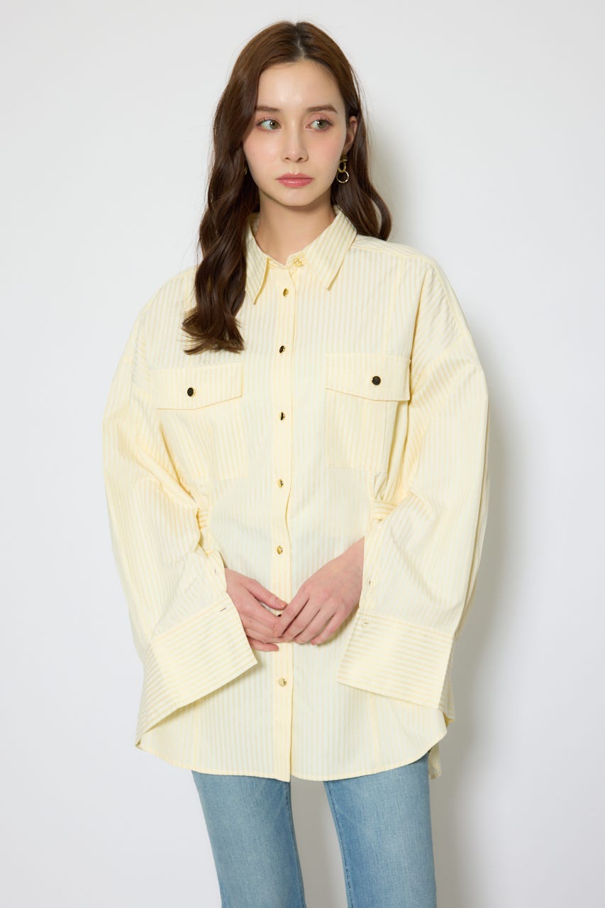 【1/25(日)23:59までSS先行予約会対象アイテム】ベルトディティールビッグシャツ 柄YEL FREE