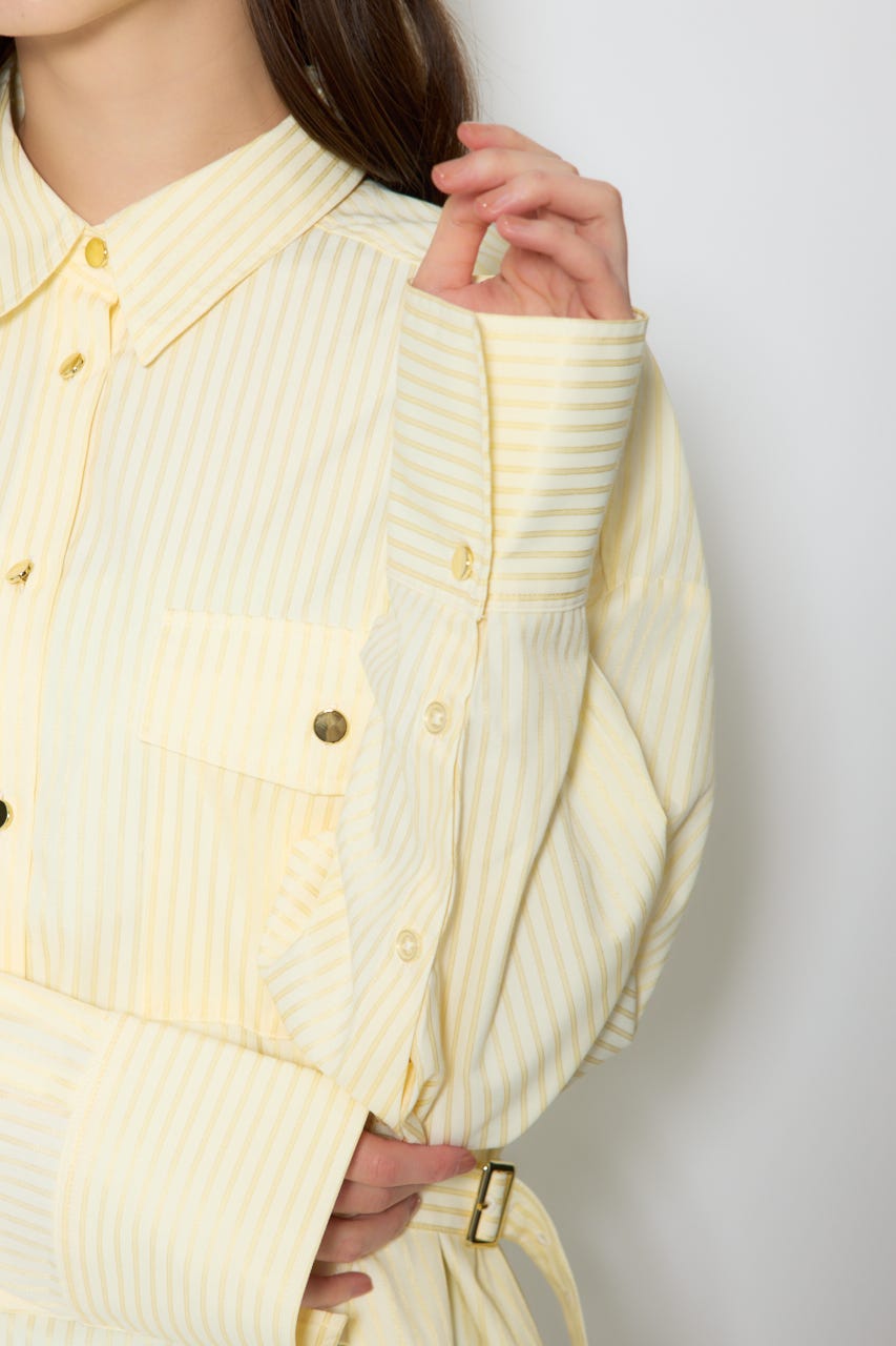 【1/25(日)23:59までSS先行予約会対象アイテム】ベルトディティールビッグシャツ 柄YEL FREE