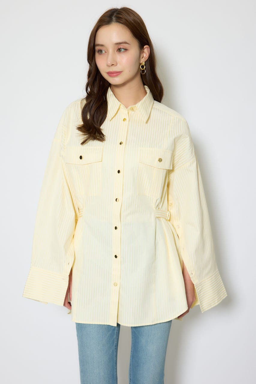 【1/25(日)23:59までSS先行予約会対象アイテム】ベルトディティールビッグシャツ 柄YEL FREE