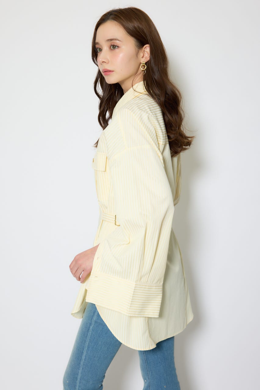 【1/25(日)23:59までSS先行予約会対象アイテム】ベルトディティールビッグシャツ 柄YEL FREE