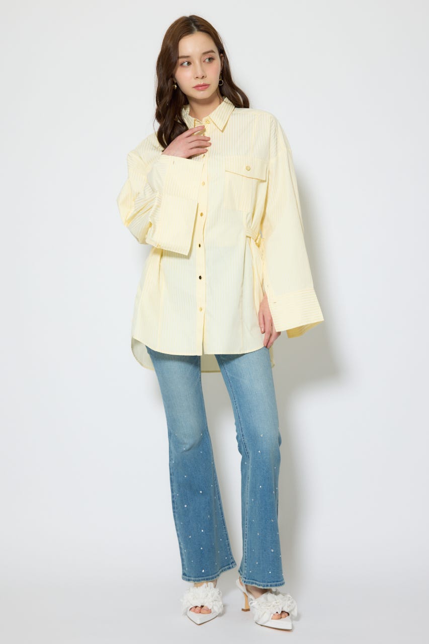【1/25(日)23:59までSS先行予約会対象アイテム】ベルトディティールビッグシャツ 柄YEL FREE
