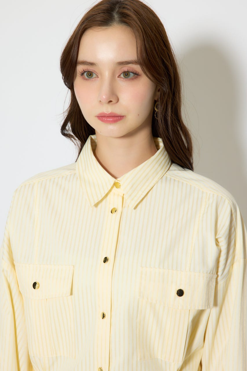 【1/25(日)23:59までSS先行予約会対象アイテム】ベルトディティールビッグシャツ 柄YEL FREE