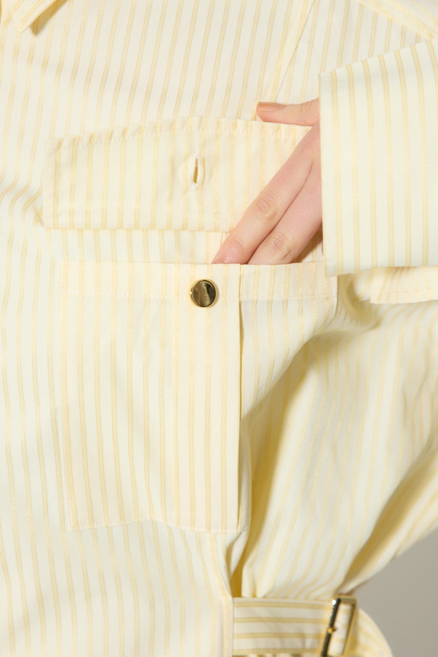 【1/25(日)23:59までSS先行予約会対象アイテム】ベルトディティールビッグシャツ 柄YEL FREE