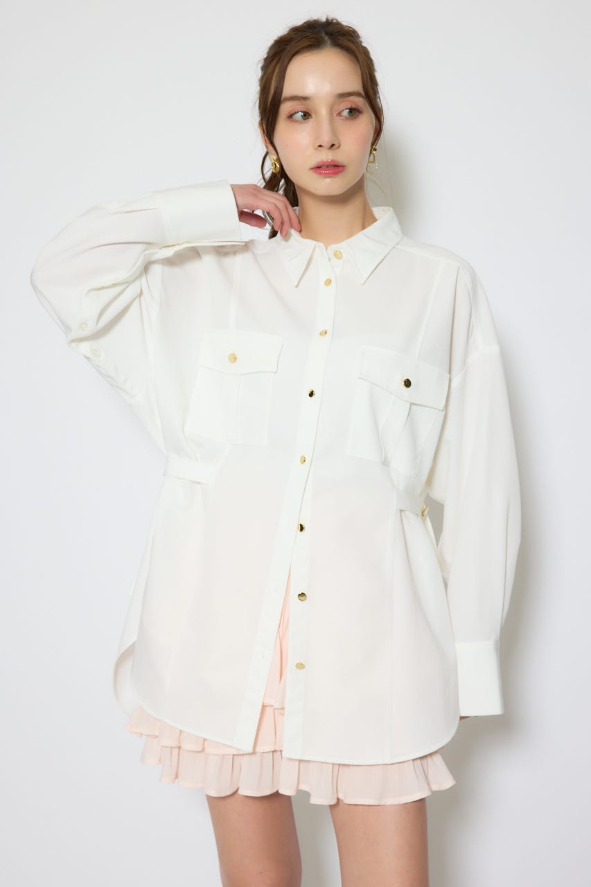 【1/25(日)23:59までSS先行予約会対象アイテム】ベルトディティールビッグシャツ WHT FREE