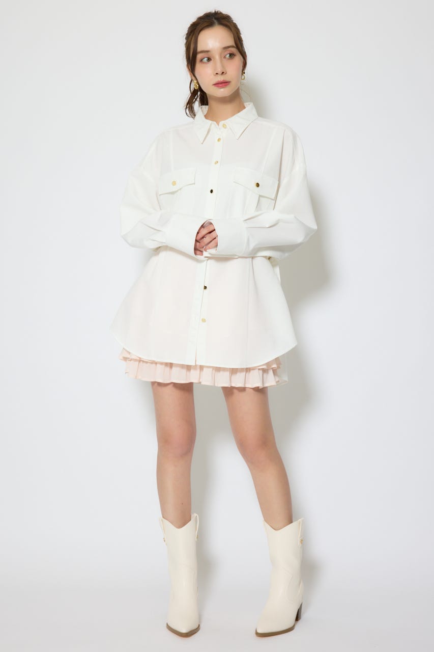 【1/25(日)23:59までSS先行予約会対象アイテム】ベルトディティールビッグシャツ WHT FREE