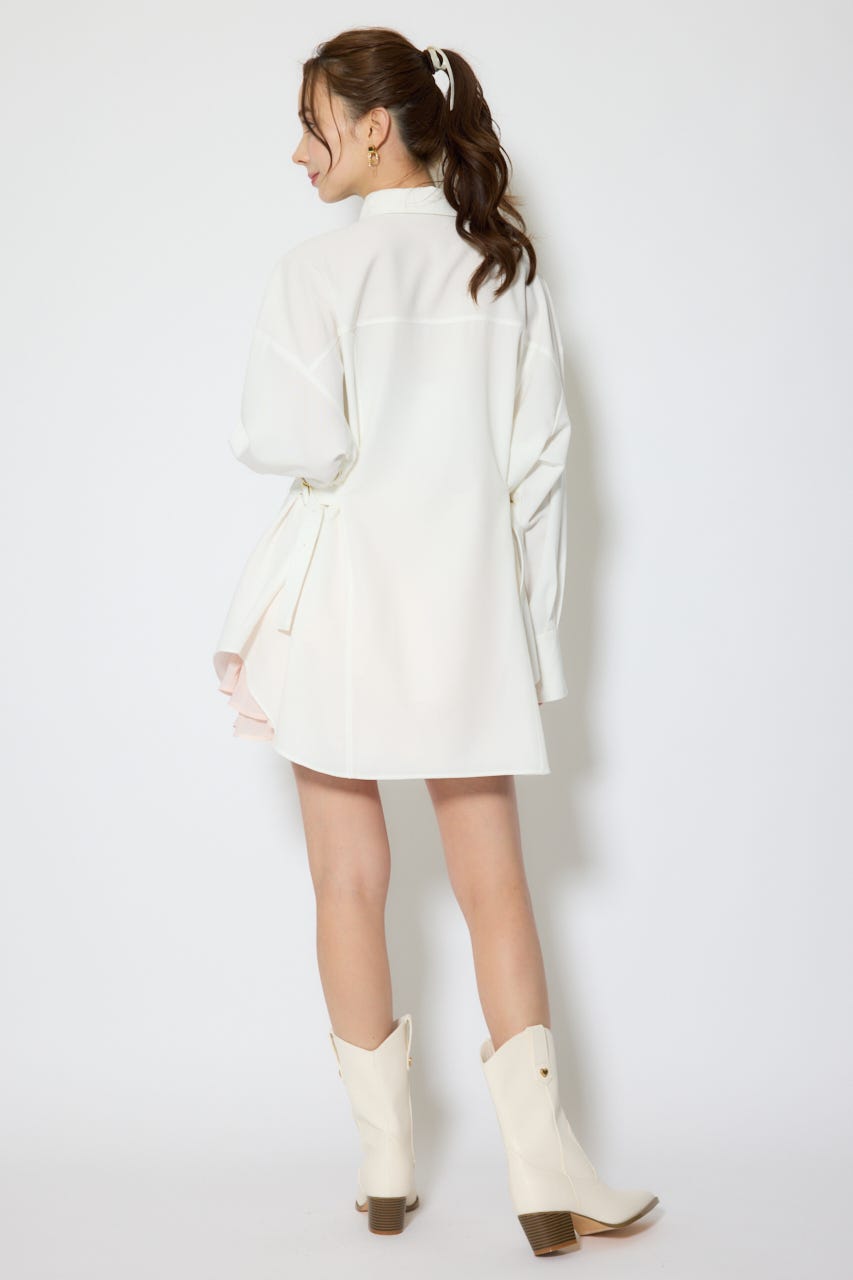 【1/25(日)23:59までSS先行予約会対象アイテム】ベルトディティールビッグシャツ WHT FREE