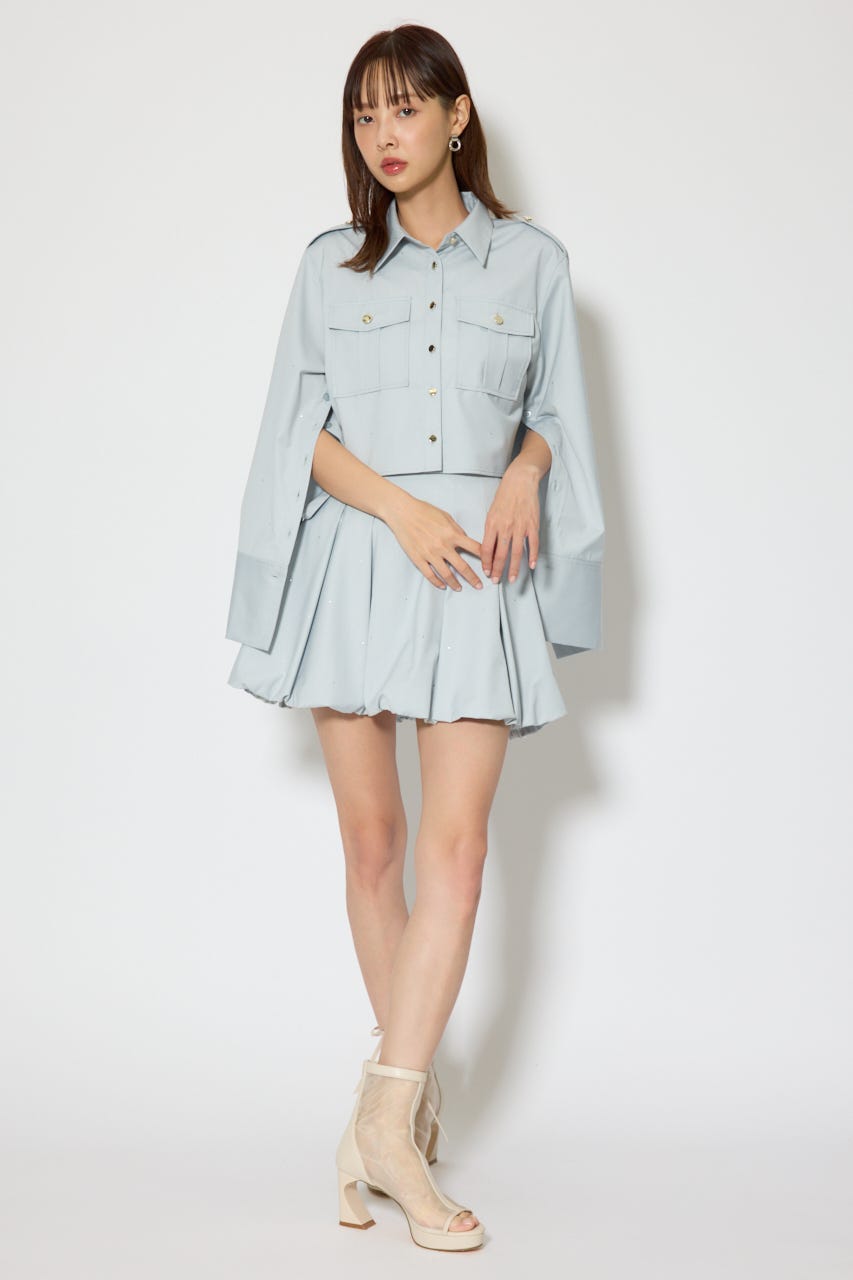 ワークディティールクロップドシャツ L/BLU FREE