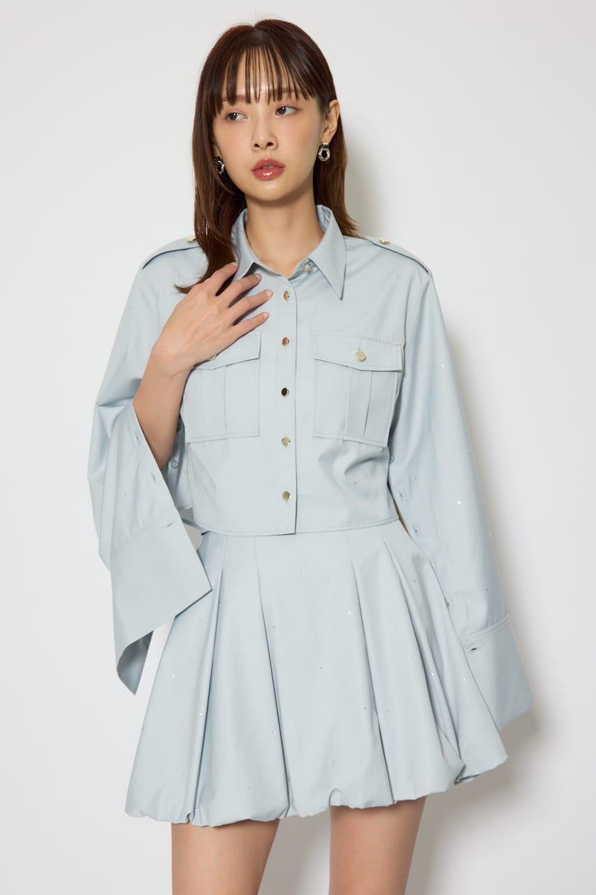 ワークディティールクロップドシャツ L/BLU FREE