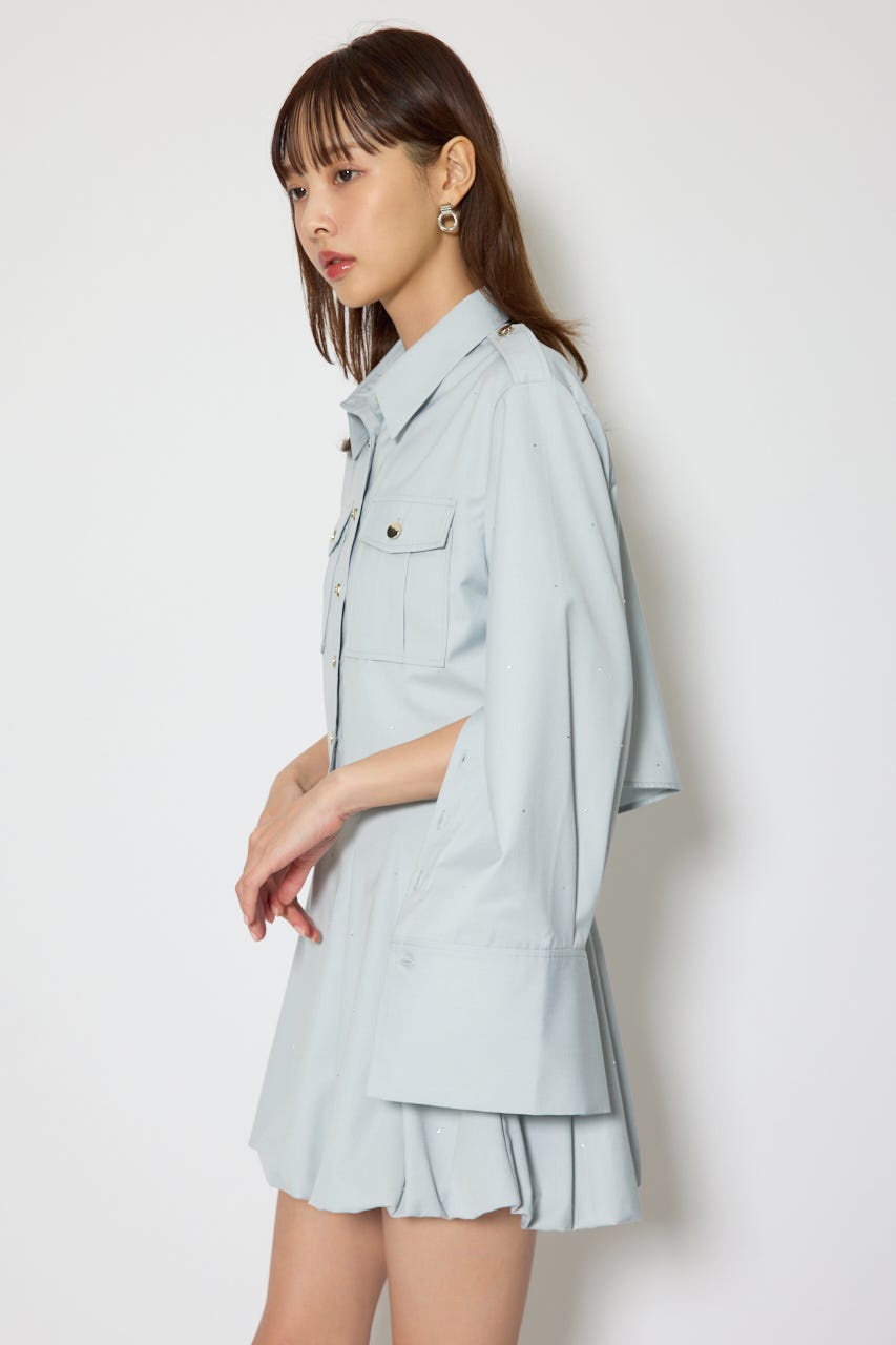 ワークディティールクロップドシャツ L/BLU FREE