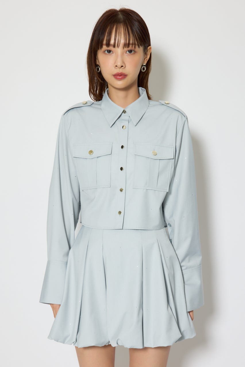 ワークディティールクロップドシャツ L/BLU FREE