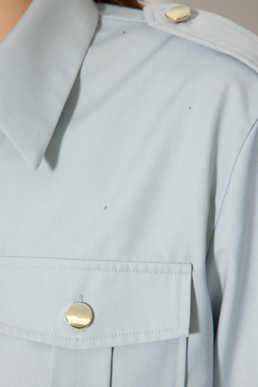 ワークディティールクロップドシャツ L/BLU FREE