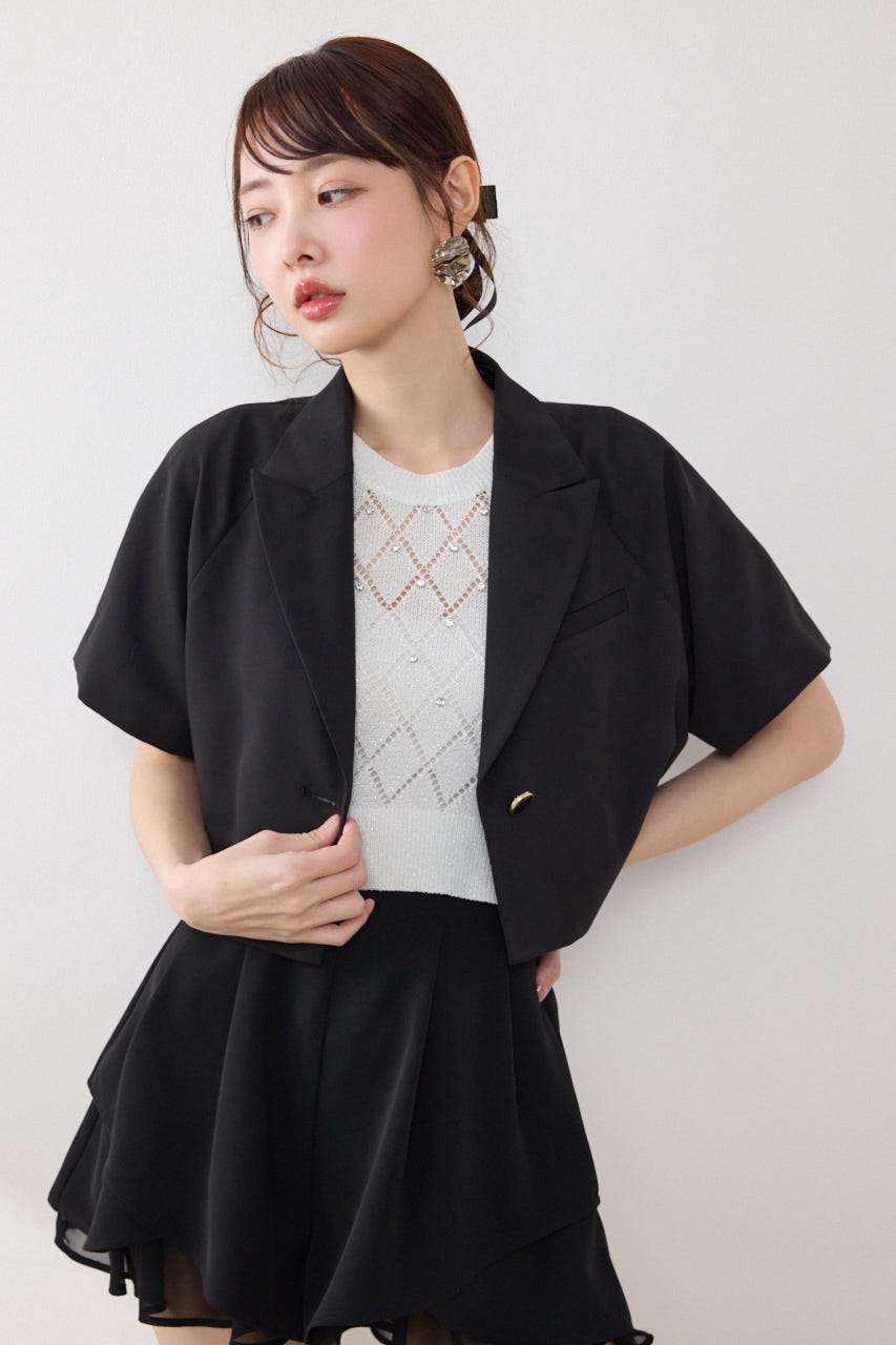 ラグランショートジャケット BLK FREE