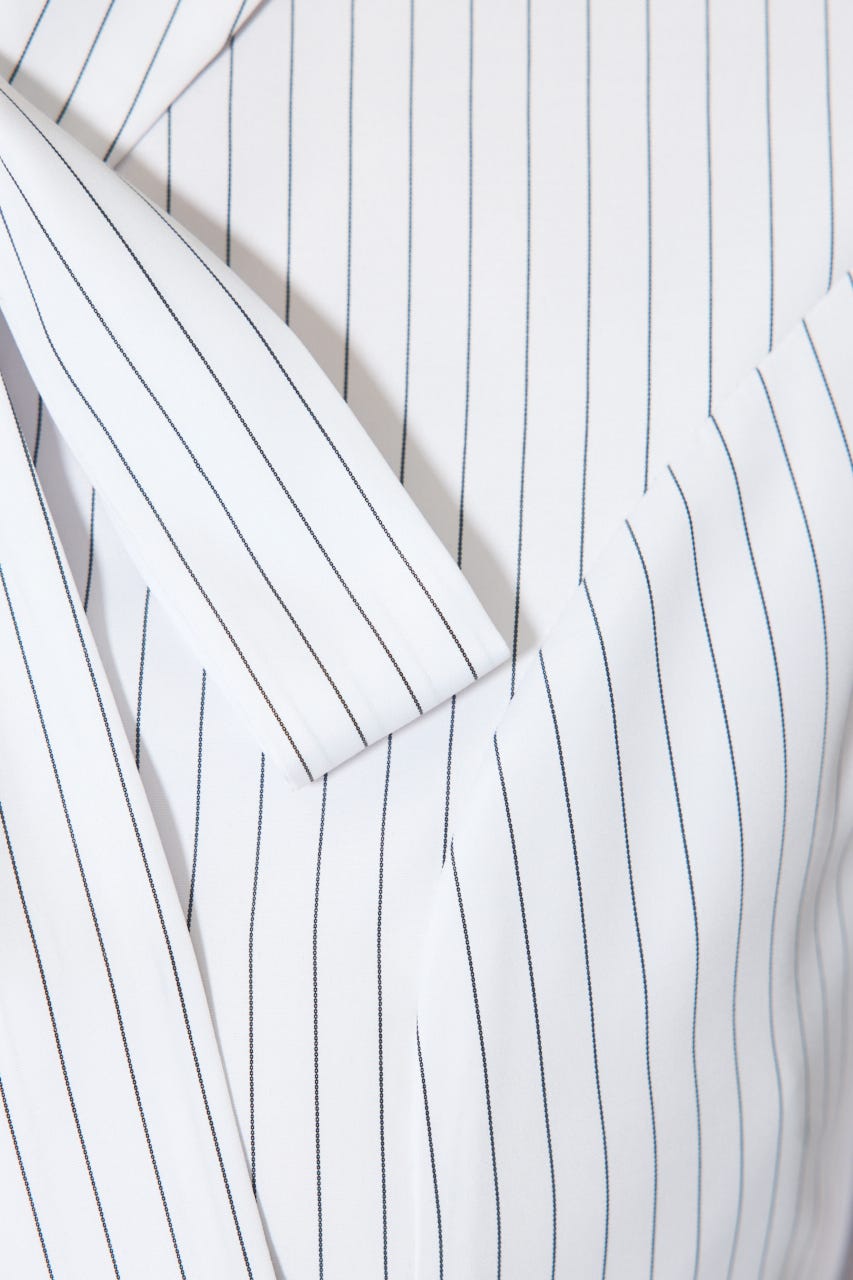 ウエストシェイプボウタイシャツ 柄WHT FREE