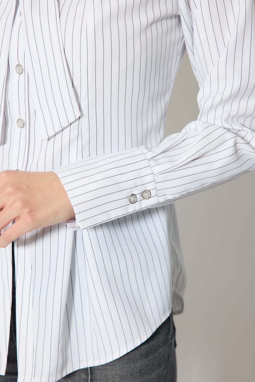 ウエストシェイプボウタイシャツ 柄WHT FREE