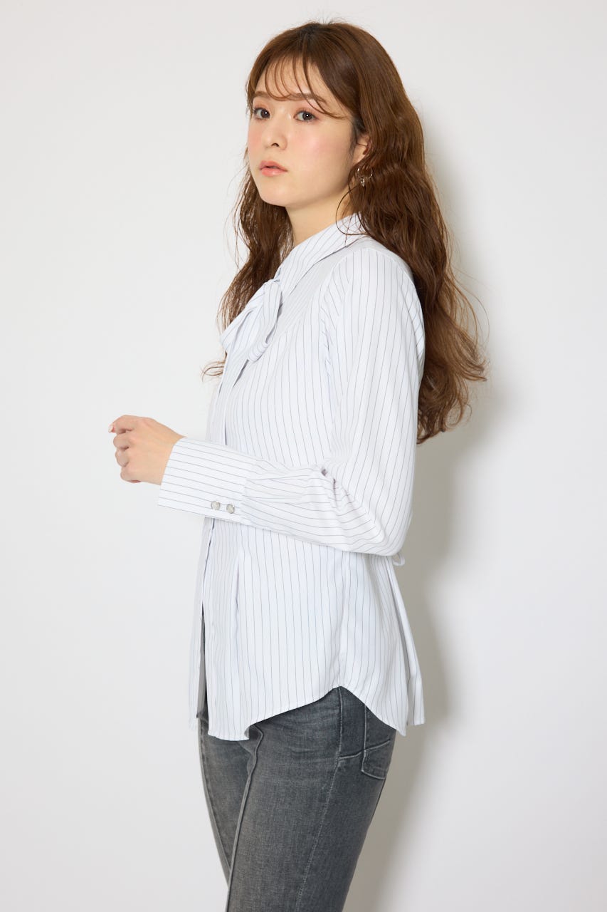 ウエストシェイプボウタイシャツ 柄WHT FREE