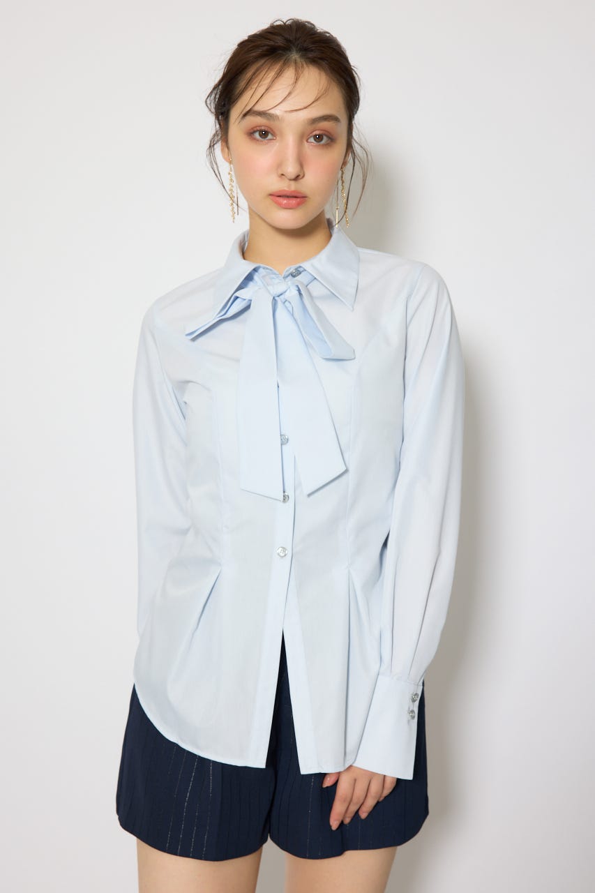 ウエストシェイプボウタイシャツ L/BLU FREE