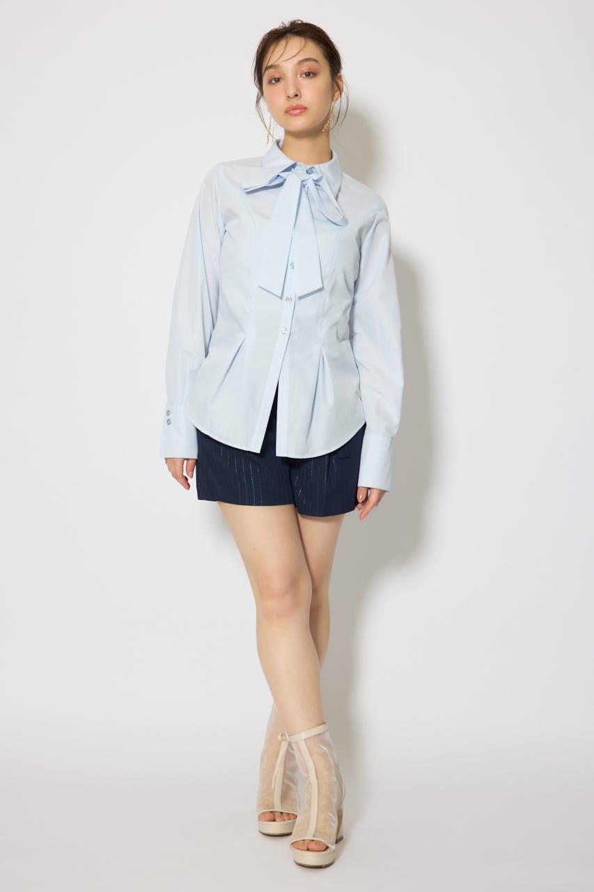 ウエストシェイプボウタイシャツ L/BLU FREE