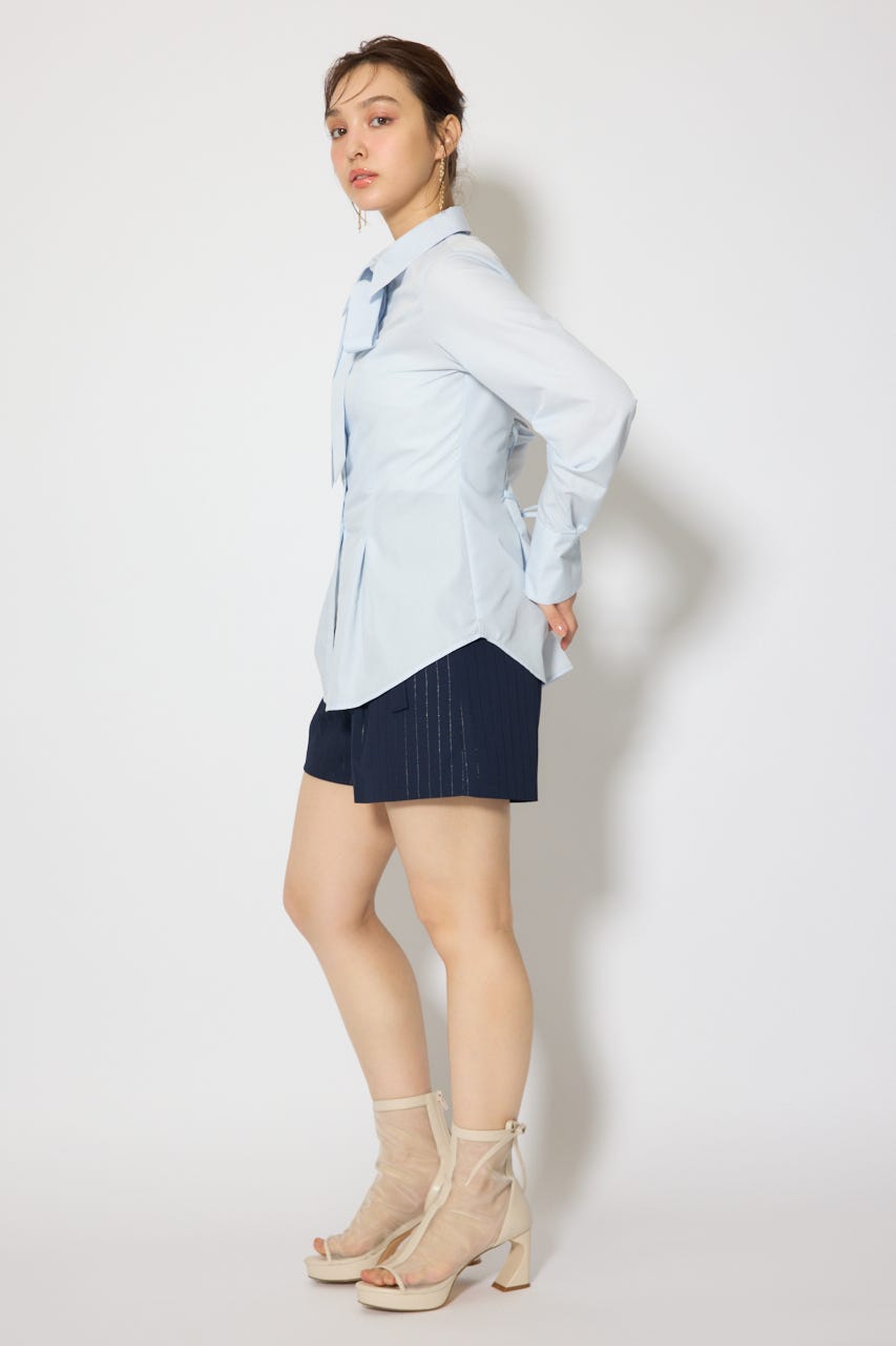 ウエストシェイプボウタイシャツ L/BLU FREE