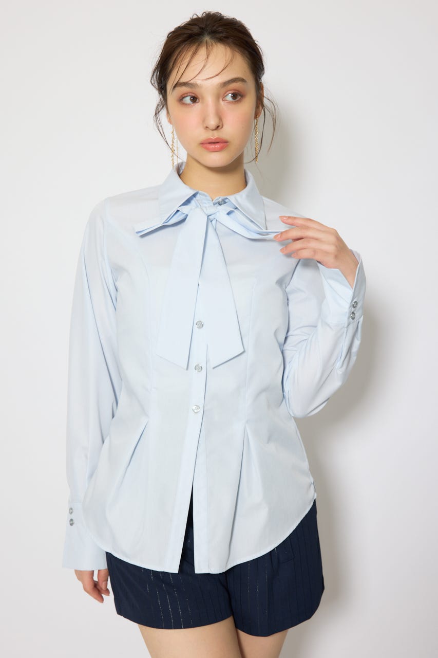 ウエストシェイプボウタイシャツ L/BLU FREE