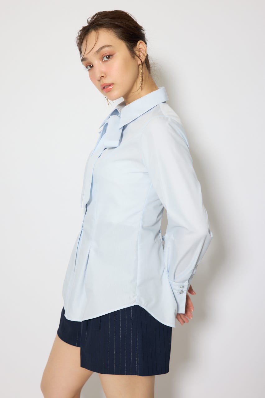 ウエストシェイプボウタイシャツ L/BLU FREE