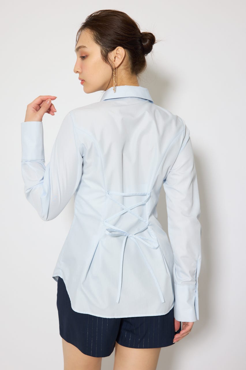 ウエストシェイプボウタイシャツ L/BLU FREE