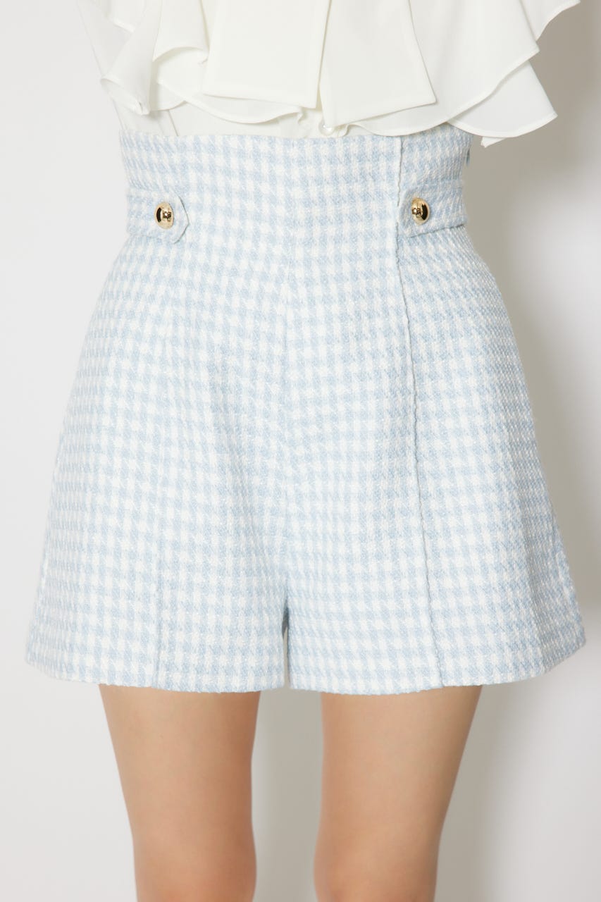 ハイウエストツイードショートパンツ L/BLU M