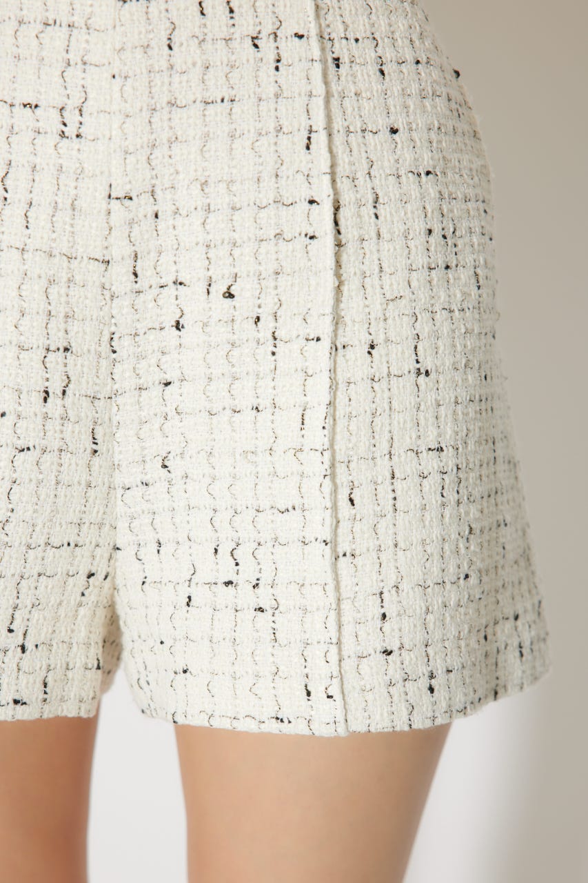 ハイウエストツイードショートパンツ WHT M