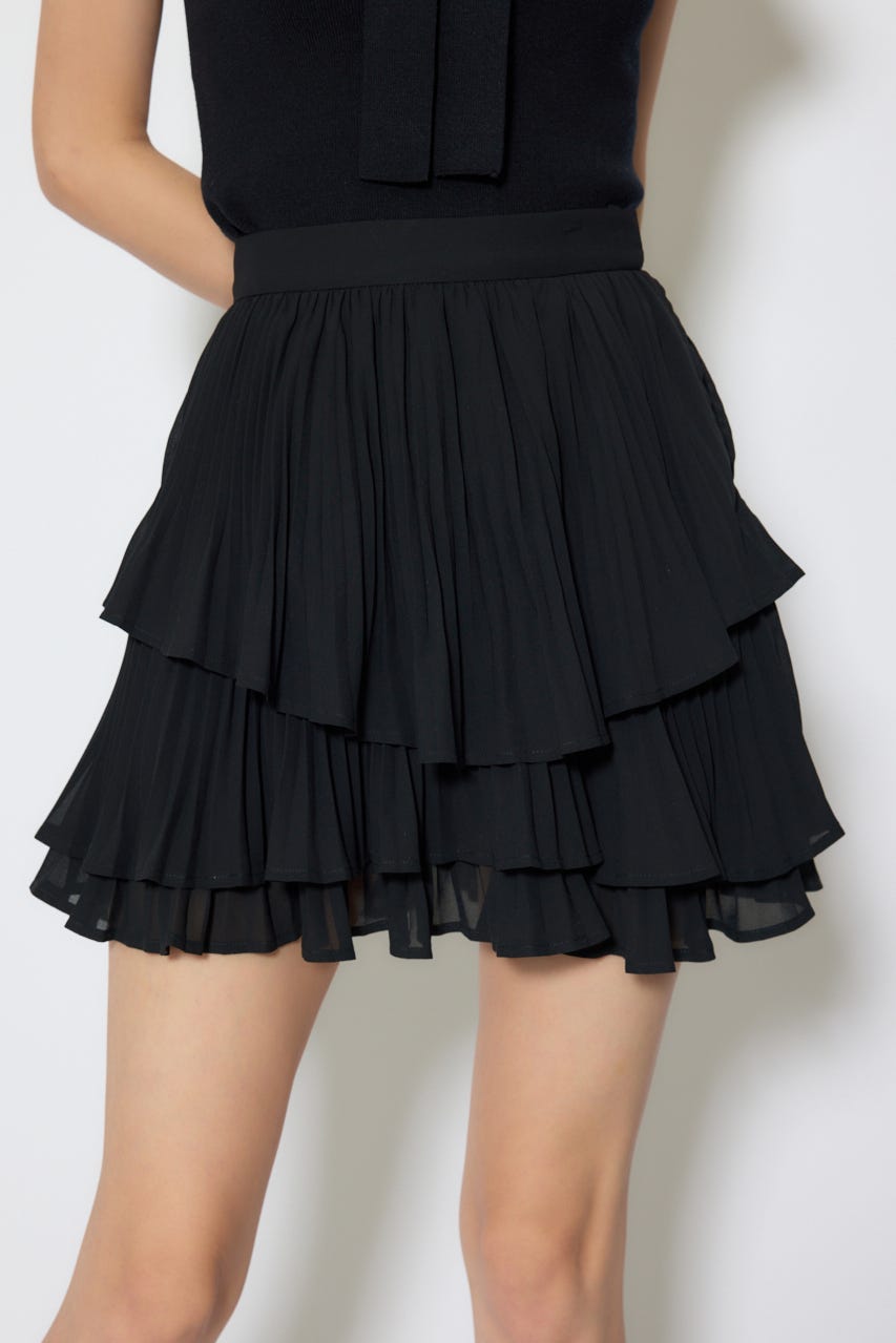 【1/25(日)23:59までSS先行予約会対象アイテム】プリーツティアードミニスカート BLK M